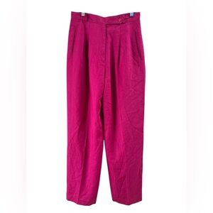 Vintage hot pink pleated straight leg high rise trouser dress pants
